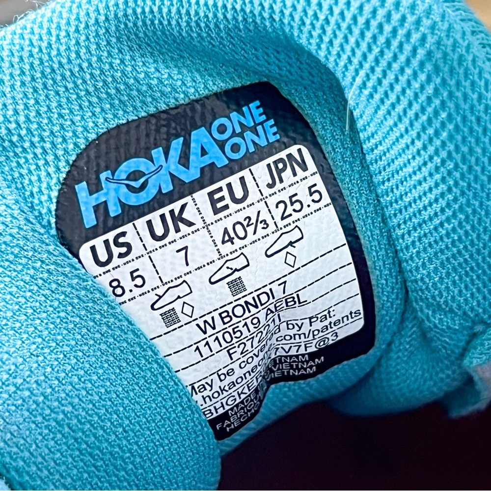 Hoka One One Bondi 7 Aquarelle Eggshell Blue Road-Running Sneakers Size 8.5 - Picture 7 of 8